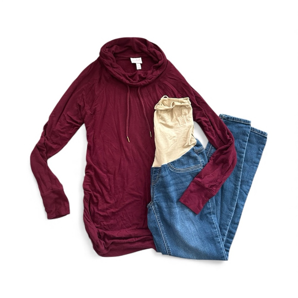 Medium Maternity Outfit by Ingrid & Isabel Burgundy hoodie & jeans